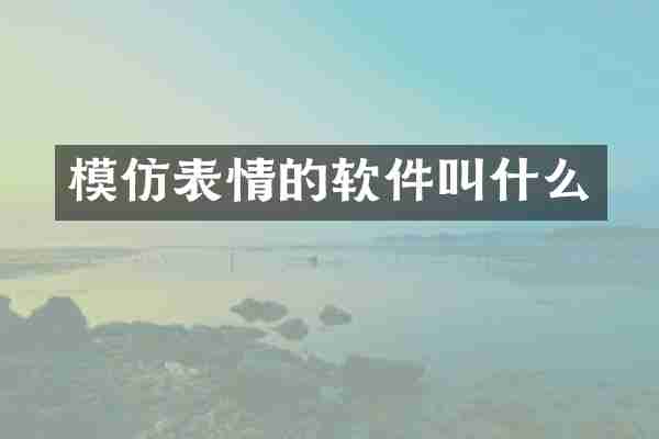 模仿表情的软件叫什么