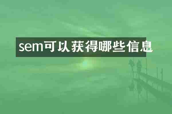 sem可以获得哪些信息