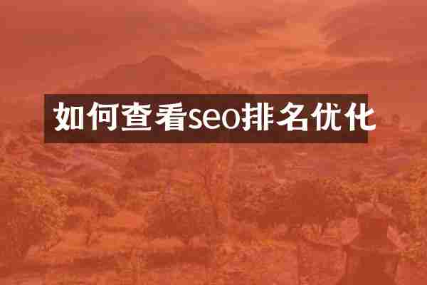 如何查看seo排名优化