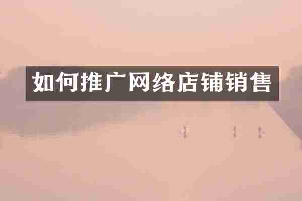 如何推广网络店铺销售