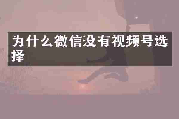 为什么微信没有视频号选择