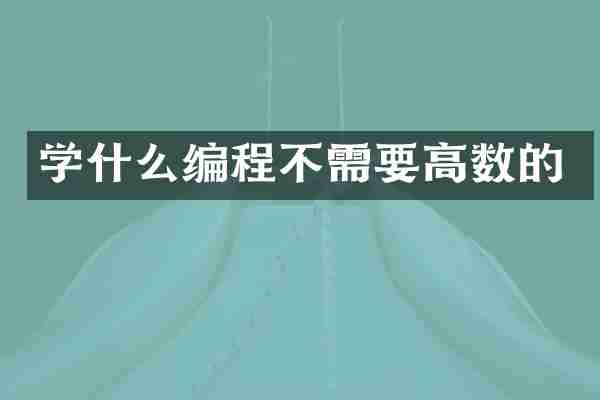 学什么编程不需要高数的
