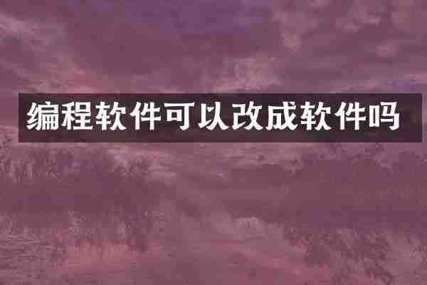 编程软件可以改成软件吗