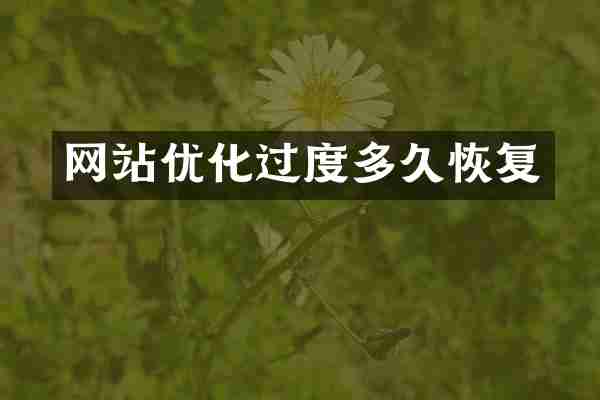网站优化过度多久恢复