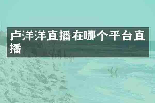 卢洋洋直播在哪个平台直播