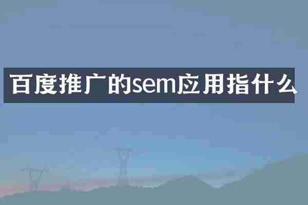百度推广的sem应用指什么