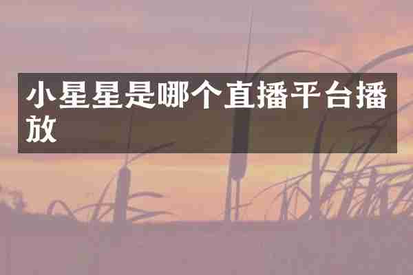 小星星是哪个直播平台播放