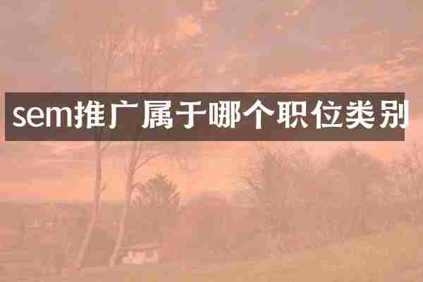 sem推广属于哪个职位类别