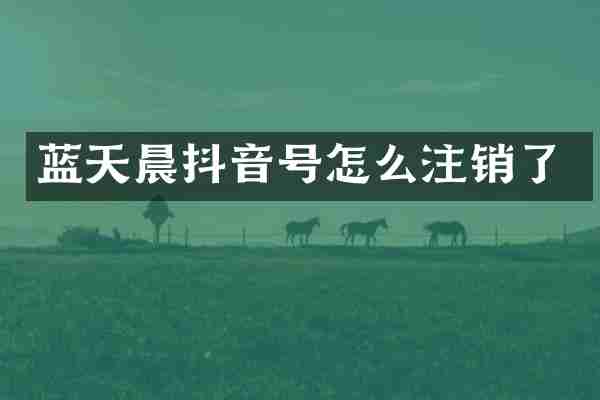 蓝天晨抖音号怎么注销了