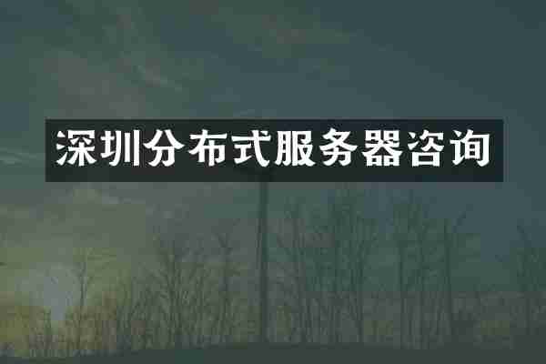 深圳分布式服务器咨询