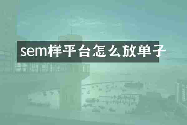 sem样平台怎么放单子