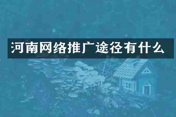 河南网络推广途径有什么