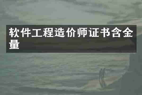 软件工程造价师证书含金量