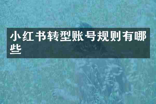 小红书转型账号规则有哪些