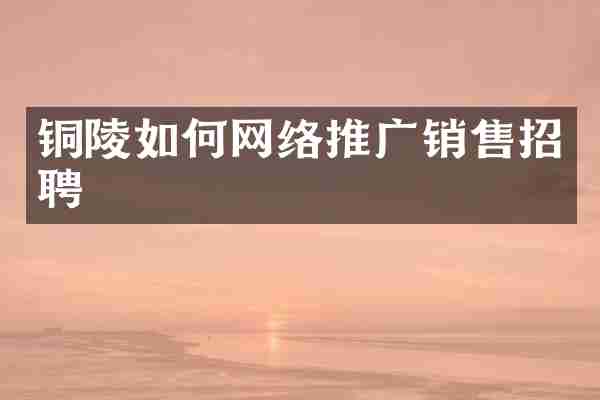 铜陵如何网络推广销售招聘