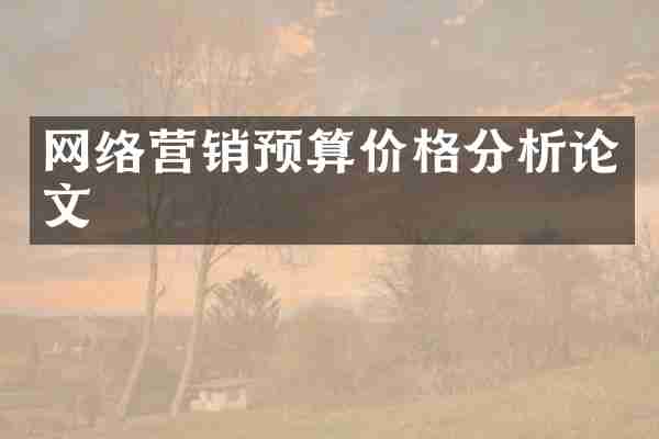 网络营销预算价格分析论文