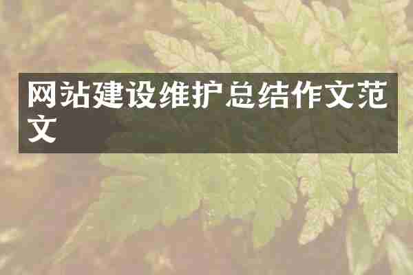 网站建设维护总结作文范文