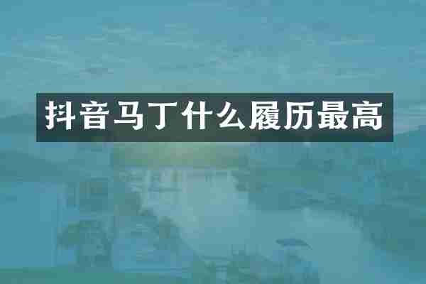 抖音马丁什么履历最高