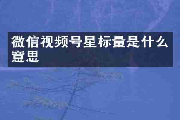 微信视频号星标量是什么意思