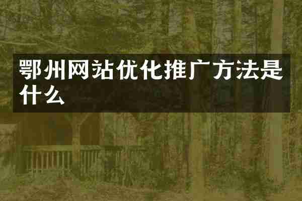 鄂州网站优化推广方法是什么