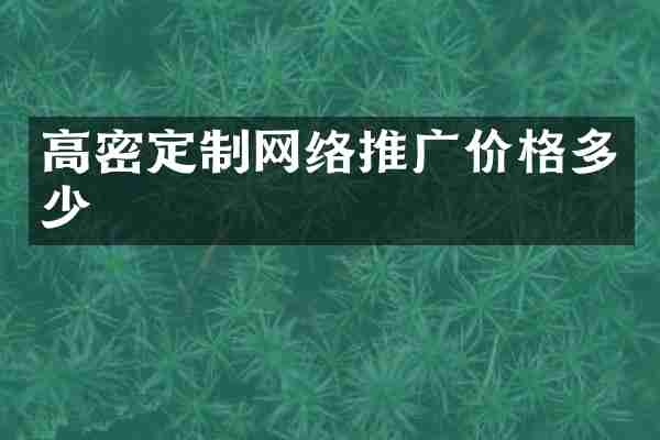 高密定制网络推广价格多少