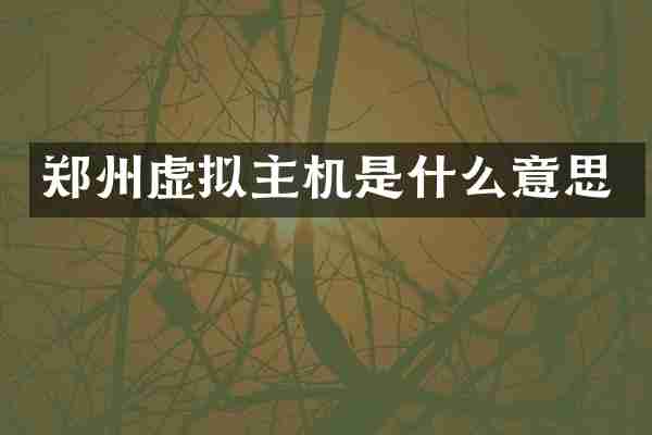 郑州虚拟主机是什么意思