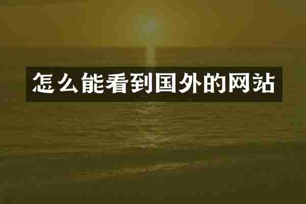怎么能看到国外的网站