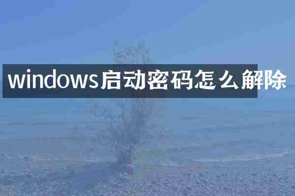 windows启动密码怎么解除