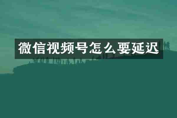微信视频号怎么要延迟