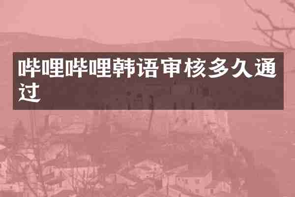 哔哩哔哩韩语审核多久通过