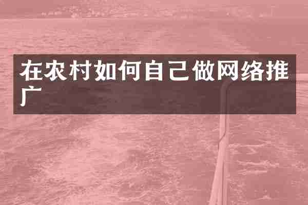 在农村如何自己做网络推广