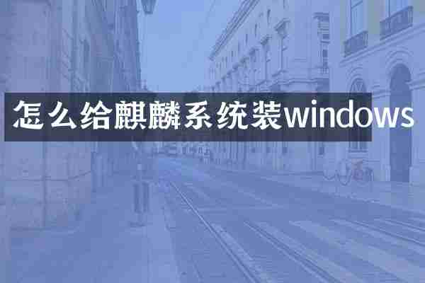 怎么给麒麟系统装windows