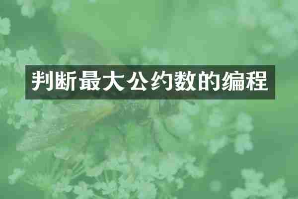判断最大公约数的编程