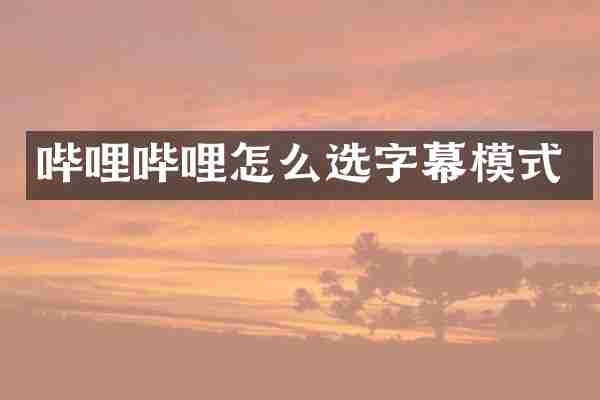 哔哩哔哩怎么选字幕模式