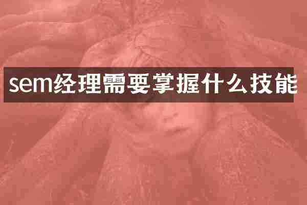 sem经理需要掌握什么技能