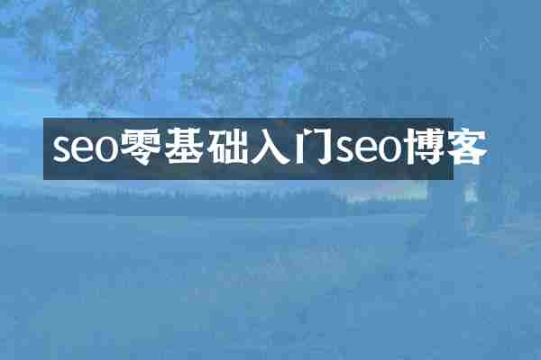 seo零基础入门seo博客