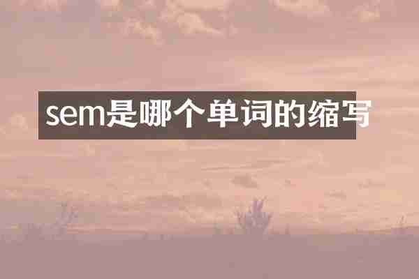 sem是哪个单词的缩写