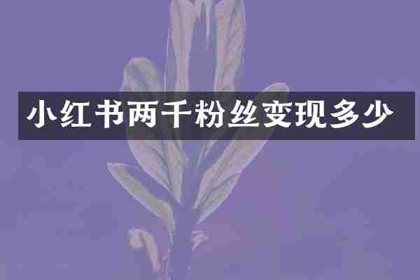 小红书两千粉丝变现多少