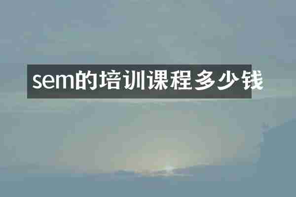 sem的培训课程多少钱