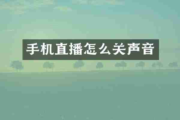 手机直播怎么关声音