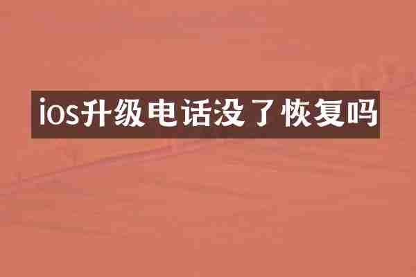 ios升级电话没了恢复吗