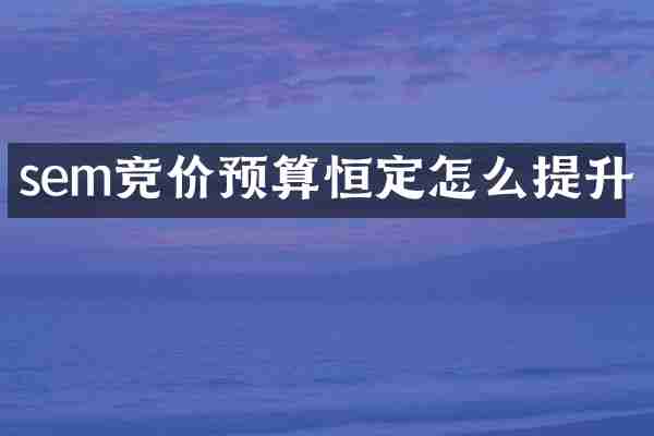 sem竞价预算恒定怎么提升