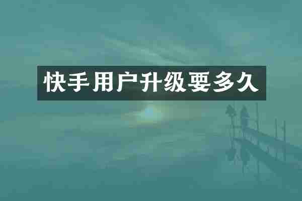 快手用户升级要多久