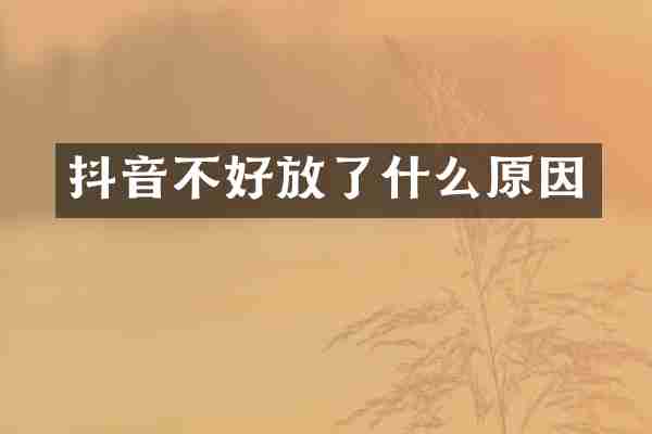 抖音不好放了什么原因
