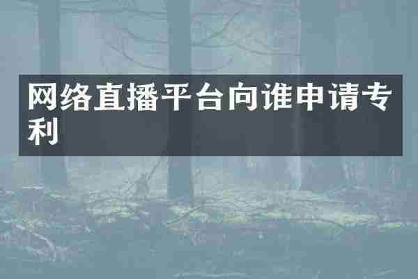 网络直播平台向谁申请专利
