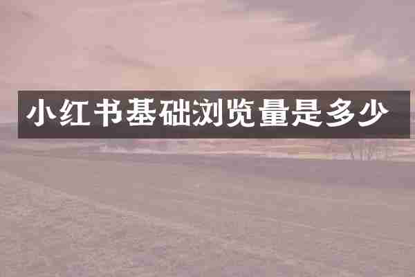 小红书基础浏览量是多少