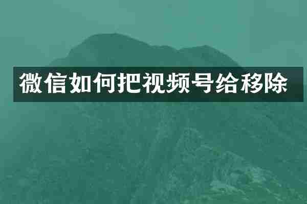 微信如何把视频号给移除