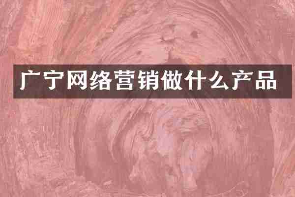 广宁网络营销做什么产品