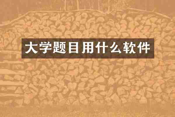 大学题目用什么软件