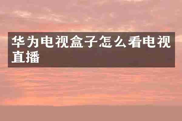 华为电视盒子怎么看电视直播